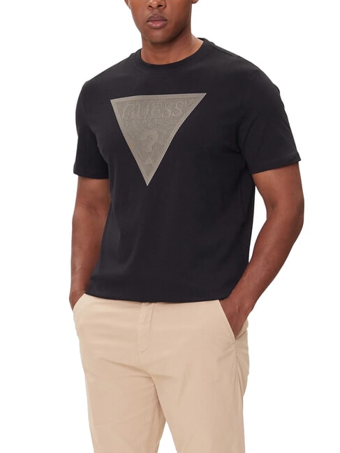 GUESS TRIANGLE LOGO Kurzarm-T-Shirt mit normaler Passform jetbla - Herren-T-Shirts