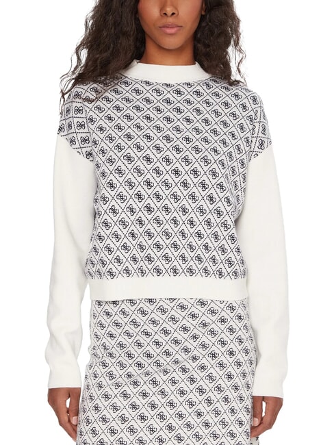 GUESS AUBREY Pullover mit lockerer Passform 4 g Creme und Blau - Damenpullover