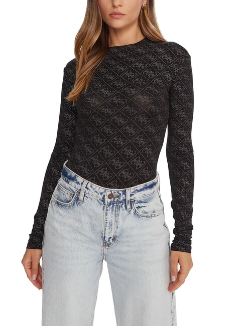 GUESS TEODORA Langärmliger Rundhalspullover mit Strasssteinen jetbla - Damenpullover