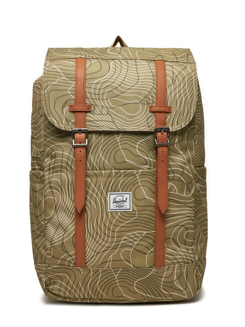 HERSCHEL RETREAT Rucksack Twill-Topographie - Rucksäcke für Schule &amp; Freizeit