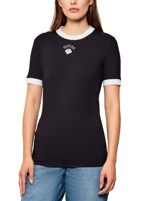 GUESS MINI ROSE Slim Fit Kurzarm-T-Shirt jetbla - T-Shirts und Tops für Damen