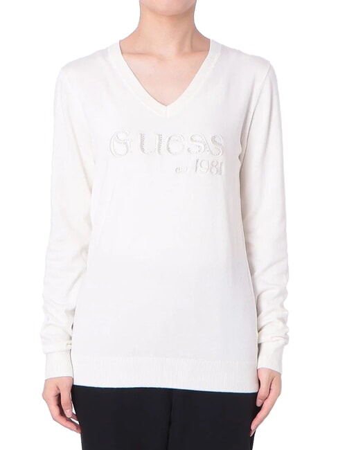 GUESS SAYLOR LOGO  Pullover Seide Taupe - Damenpullover