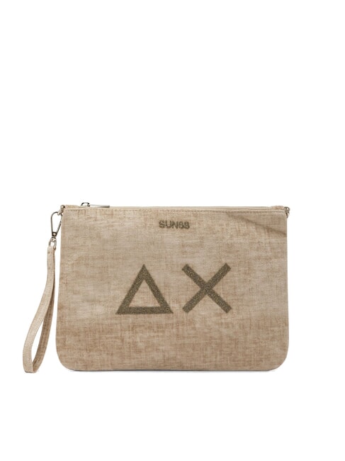 SUN68 VELVET Clutch mit Polyserin und Schultergurt Beige - Damentaschen