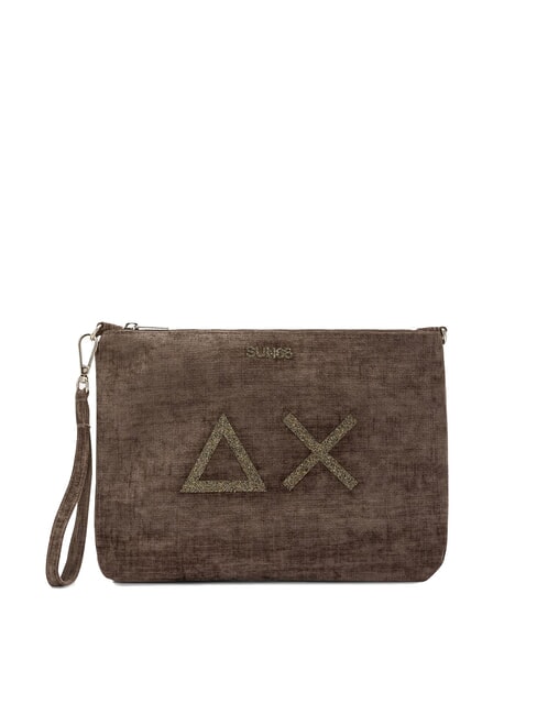 SUN68 VELVET Clutch mit Polyserin und Schultergurt Dreck - Damentaschen