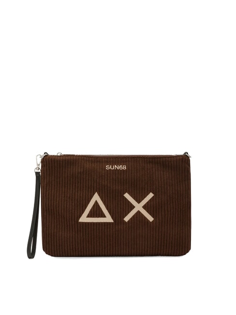 SUN68 CORDUROY Clutch mit Handgelenk- und Schultergurt Braun - Damentaschen