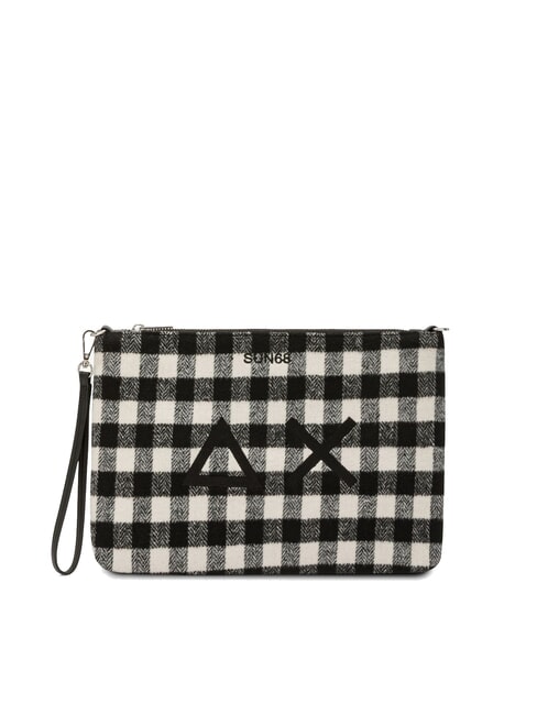 SUN68 TARTAN Clutch mit Polyserin und Schultergurt Schwarz - Damentaschen