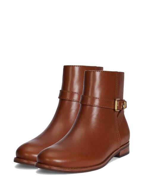 RALPH LAUREN BROOKE 2 Niedrige Lederstiefeletten mit Schnalle Lauren Tan1 - Damenschuhe
