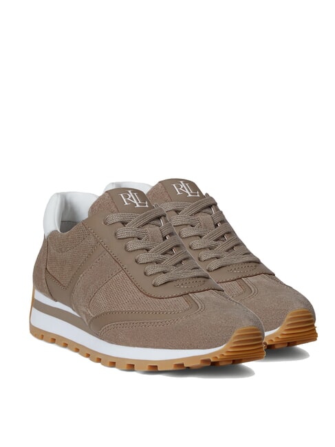 RALPH LAUREN DANI Mikroperforierte Sneakers aus Wildleder taupebraun/taupebraun/weiß - Damenschuhe