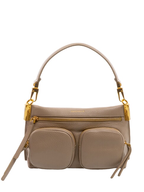 COCCINELLE HYLE Kleine Ledertasche mit doppeltem Verwendungszweck warmes Taupe - Damentaschen