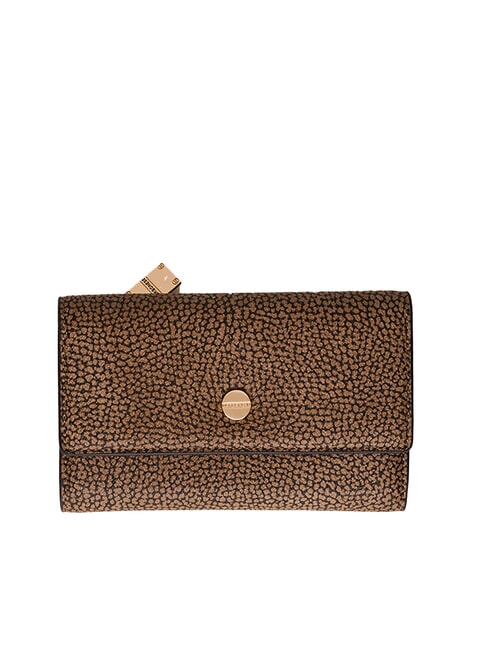 BORBONESE VITE COATED OP Mittelgroße Geldbörse mit Klappe natur op / schwarz - Brieftaschen Damen