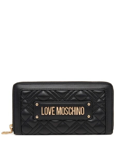 LOVE MOSCHINO QUILTED Große Geldbörse mit Rundum-Reißverschluss Schwarz - Brieftaschen Damen