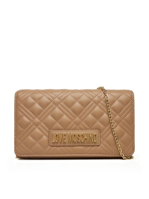 LOVE MOSCHINO SMART DAILY Clutch mit Metall-Schultergurt Beige - Damentaschen