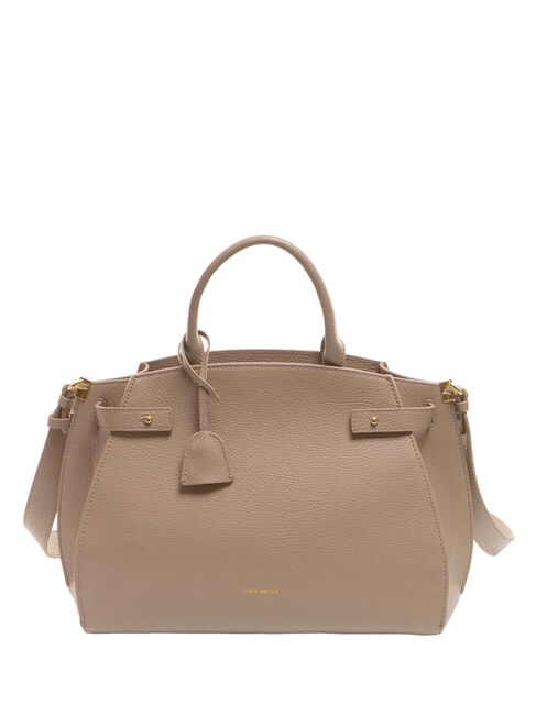 COCCINELLE KLICHE Lederhandtasche mit Schultergurt warmes Taupe - Damentaschen