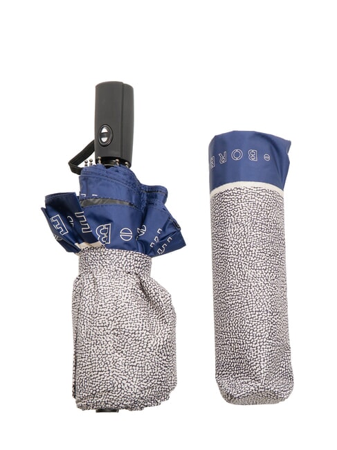 BORBONESE MINI OP Regenschirm aus recyceltem Stoff klein blau/natur op - Regenschirme