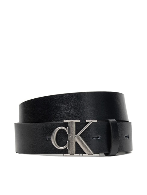 CALVIN KLEIN CK HARDWARE Ledergürtel schwarz/antiksilber - Gürtel