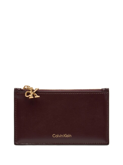 CALVIN KLEIN HARDWARE MONOGRAM Kartenetui / Münzbörse aus Leder Karamellbonbon - Brieftaschen Damen
