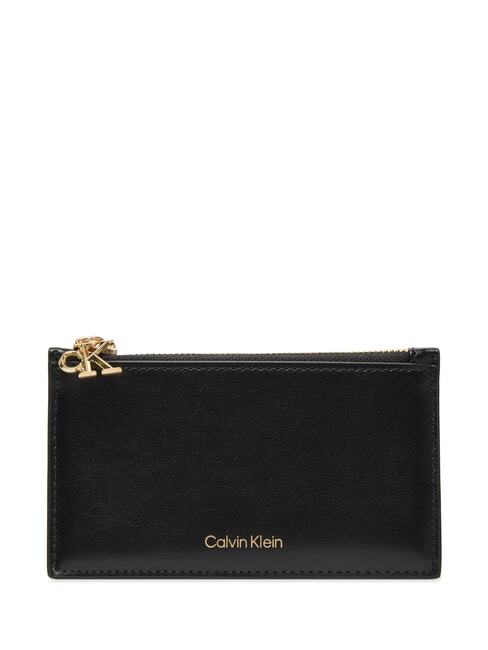 CALVIN KLEIN HARDWARE MONOGRAM Kartenetui / Münzbörse aus Leder auf Schwarz - Brieftaschen Damen