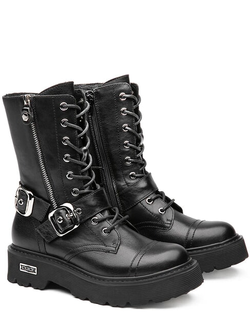 CULT SLASH 4585 Lederstiefeletten mit Schnallen Schwarz - Damenschuhe
