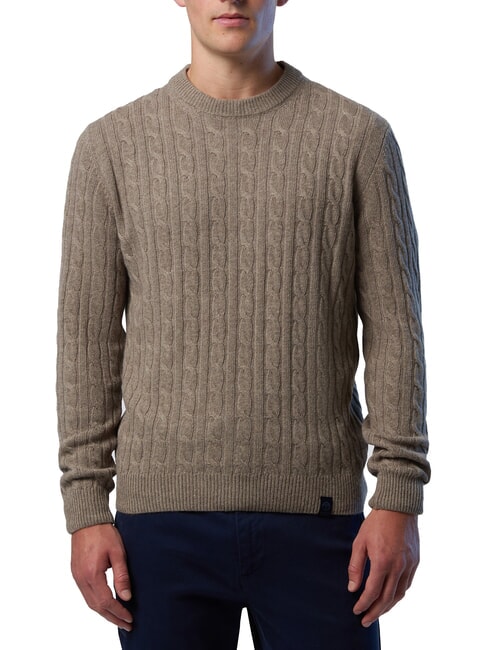 NORTH SAILS N|S Pullover mit Rundhalsausschnitt und Zopfmuster fossil melange - Herrenpullover