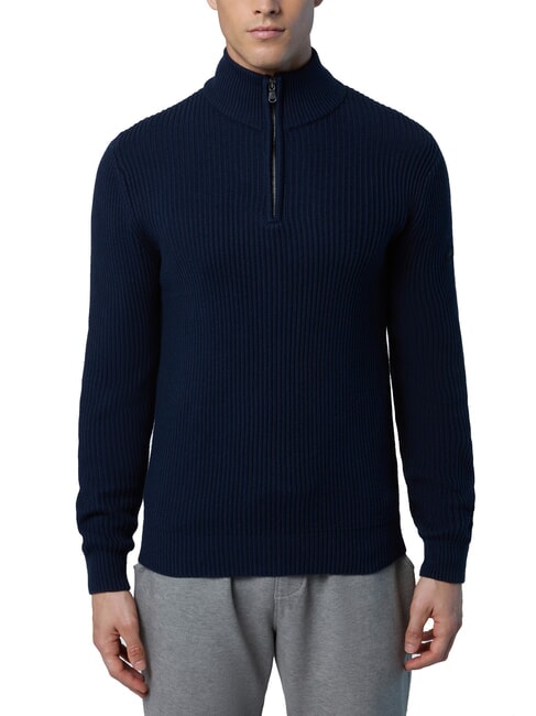 NORTH SAILS N|S Gerippter Rollkragenpullover mit halbem Reißverschluss Navy blau - Herrenpullover