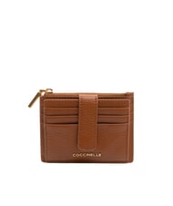 COCCINELLE METALLIC SOFT Flache Geldb&ouml;rse aus strukturiertem Leder Cognac - Brieftaschen Damen - 1