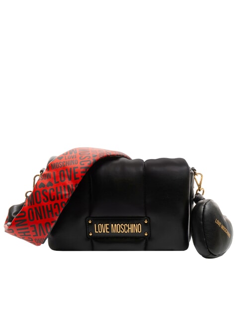 LOVE MOSCHINO PUFFY LOGO Umhängetasche mit Herzbeutel schwarz/rot/schwarz - Damentaschen