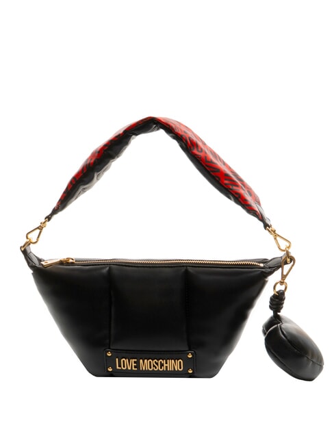 LOVE MOSCHINO PUFFY LOGO Kleine Umhängetasche mit Herzbeutel schwarz/rot/schwarz - Damentaschen