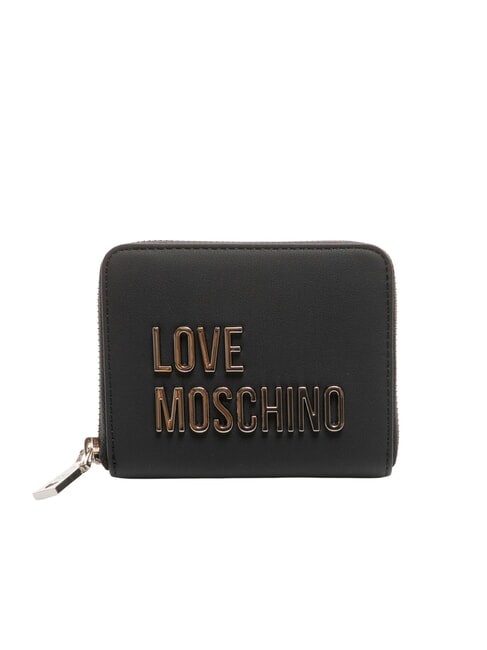 LOVE MOSCHINO BOLD LOVE Kompakte Geldbörse mit Rundum-Reißverschluss Schwarz Schwarz - Brieftaschen Damen