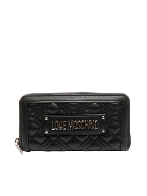 LOVE MOSCHINO QUILTED Große Geldbörse mit Rundum-Reißverschluss Schwarz Schwarz - Brieftaschen Damen