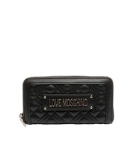 LOVE MOSCHINO QUILTED Große Geldbörse mit Rundum-Reißverschluss Schwarz Schwarz - Brieftaschen Damen - 1