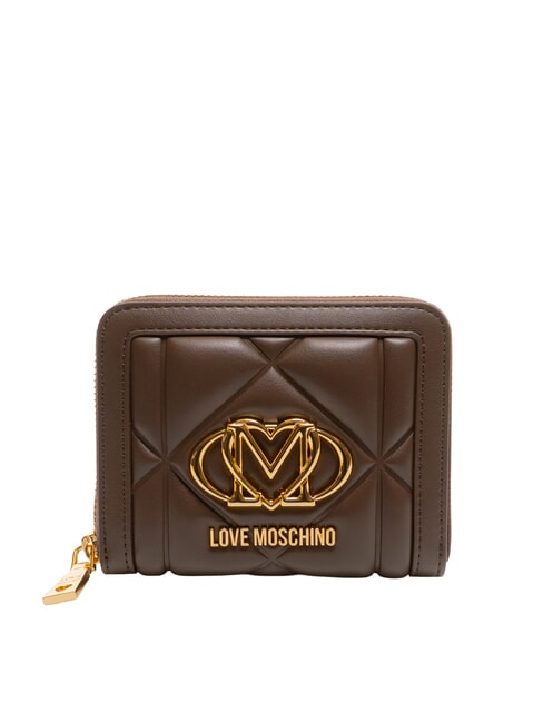 LOVE MOSCHINO EMBOSSED Kompakte Geldbörse mit Rundum-Reißverschluss Schokolade - Brieftaschen Damen