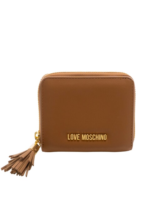 LOVE MOSCHINO ESSENTIAL Kleine Geldbörse mit Quaste und Rundum-Reißverschluss LEDER - Brieftaschen Damen