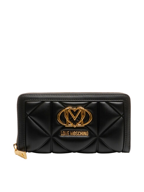 LOVE MOSCHINO EMBOSSED Große Geldbörse mit Rundum-Reißverschluss Schwarz - Brieftaschen Damen