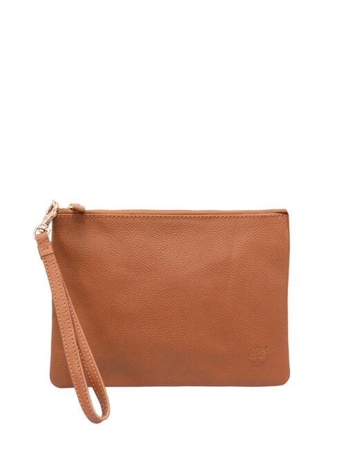 TIMBERLAND SMALL Kleine Clutch aus Leder mit Handgelenksriemen Cognac - Damentaschen