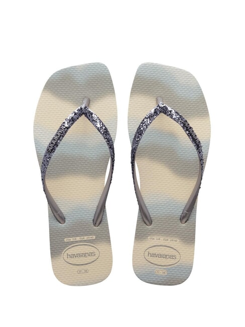 HAVAIANAS STYLESLIM SQUARE GLITTER Quadratische Flip-Flops beige/silber metallic - Damenschuhe