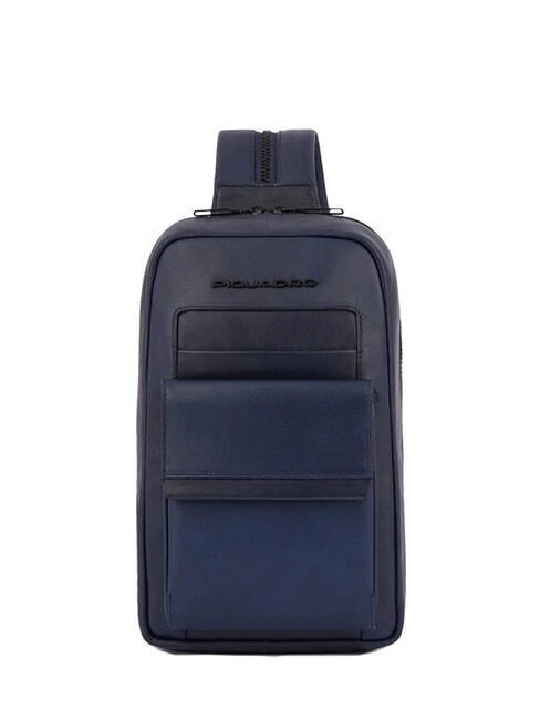 PIQUADRO FINN  Rucksack / Umhängetasche aus Leder Blau - PC-Rucksäcke