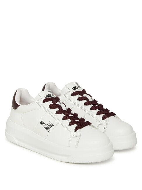 LOVE MOSCHINO ECLIPSE50 Leder-Sneakers weiß/burgund - Damenschuhe
