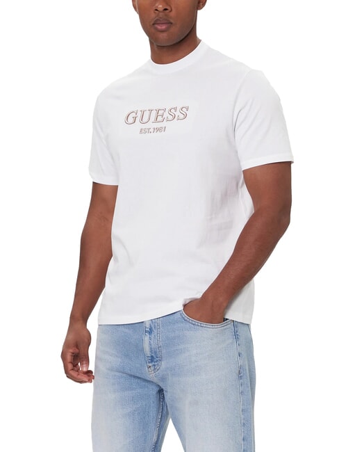 GUESS EMBROIDERY Baumwoll-T-Shirt purweiß - Herren-T-Shirts