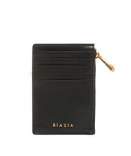 BIASIA EDA Flaches Kartenetui aus Leder mit Rei&szlig;verschluss Schwarz - Brieftaschen Damen - 1