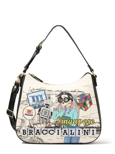 BRACCIALINI CARTOLINE SINGAPORE Hobo-Tasche mit Schultergurt multi - Damentaschen