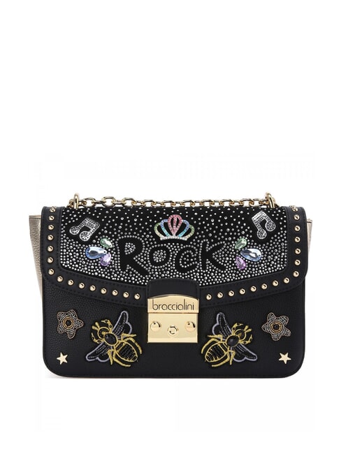 BRACCIALINI ROCK Wandelbare Tasche mit Klappe Schwarz - Damentaschen