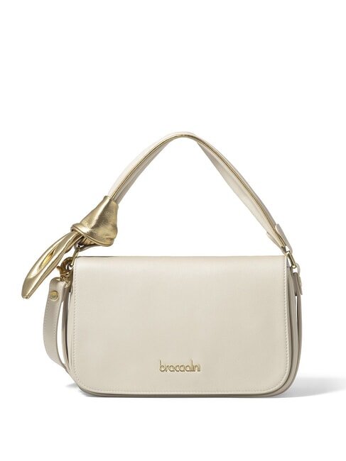 BRACCIALINI GRETA Lederhandtasche mit Schultergurt Beige - Damentaschen