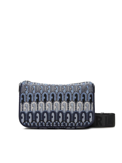 FURLA MOON Mini-Tasche aus Jacquard-Stoff Jeansblau + Schwarztöne - Damentaschen