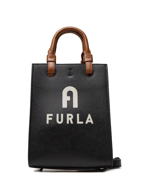 FURLA VARSITY STYLE Vertikale Ledertasche mit Schultergurt Schwarz - Damentaschen