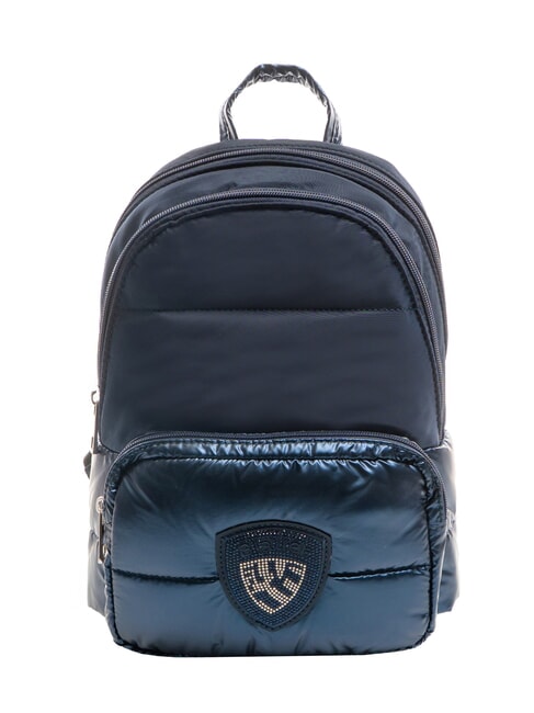 BLAUER PADDED NYLON Rucksack mit Strass-Logo NAVY BLAU - Damentaschen