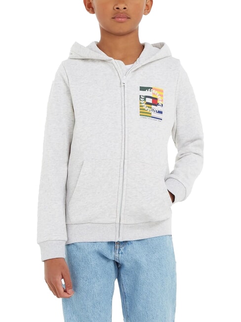 TOMMY HILFIGER TH KIDS Kapuzenjacke mit durchgehendem Reißverschluss neues hellgrau meliert - Sweatshirts Kinder