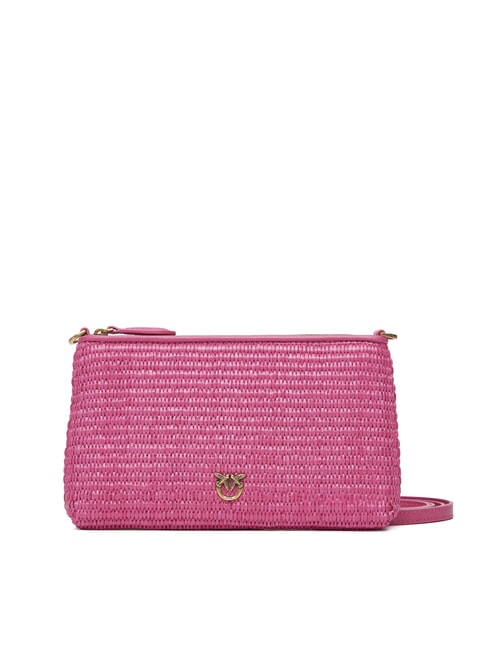 PINKO FLAT Clutch aus Raffiabast mit Schultergurt ch-Antikgold Rote Bete - Damentaschen
