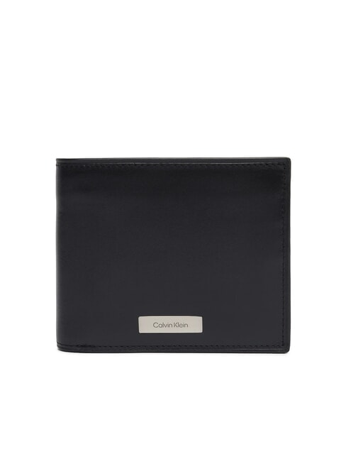 CALVIN KLEIN CK PLAQUE Lederbrieftasche auf Schwarz - Brieftaschen Herren