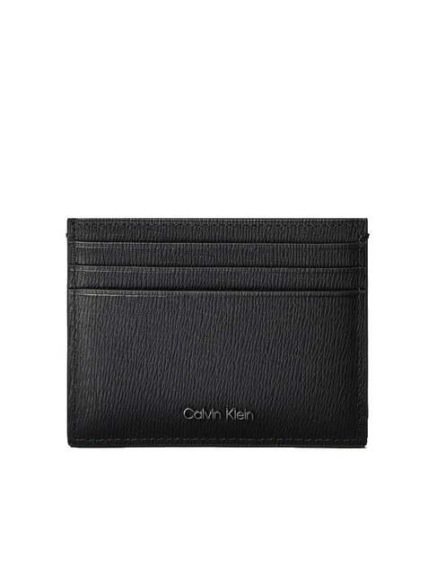 CALVIN KLEIN LOGO HARDWARE SAFFIANO Kreditkartenetui aus Leder auf Schwarz - Brieftaschen Herren