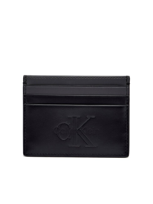 CALVIN KLEIN BOLD LOGO Kreditkartenetui aus Leder auf Schwarz - Brieftaschen Herren